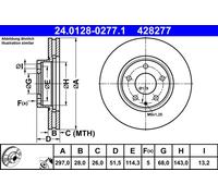 2 x ATE 24.0128-0277.1 Disque de frein pour MAZDA