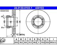Disque de frein ATE 24.0130-0103.1, 1 pièce