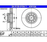 2 x ATE 24.0130-0104.1 Disque de frein pour AUDI