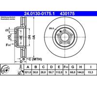 2 x ATE 24.0130-0175.1 Disque de frein pour AUDI
