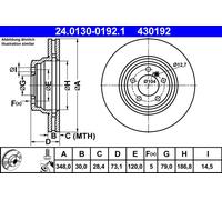 2 x ATE 24.0130-0192.1 Disque de frein pour BMW