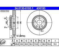 2 x ATE 24.0130-0193.1 Disque de frein pour AUDI