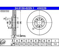 2 x ATE 24.0130-0229.1 Disque de frein pour PEUGEOT