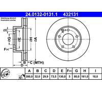 2 x ATE 24.0132-0131.1 Disque de frein pour ,CITROËN,FIAT,PEUGEOT