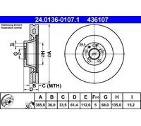 2x ATE 24.0136-0107.1 Disque de frein pour AUDI A6 Avant (4F5, C6) 385mm