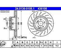 Disque de frein ATE 24.0136-0108.1 pour E-CLASS (W212) 4.7 2011-2015