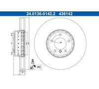 ATE 24.0136-0142.2 Disque de frein