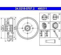 ATE Tambour de frein pour SEAT VAG 24.0218-0707.2