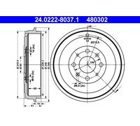 2 x ATE 24.0222-8037.1 Tambour de frein pour FIAT,OPEL,VAUXHALL