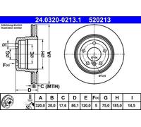 2 x ATE 24.0320-0213.1 Disque de frein pour BMW