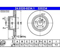 Disque de frein ATE - TEVES 24.0320-0234.1, 1 pièce