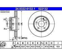 2 x ATE 24.0322-0132.1 Disque de frein pour MERCEDES-BENZ