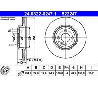 2 x ATE 24.0322-0247.1 Disque de frein pour MINI