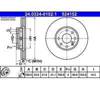 2 x ATE 24.0324-0152.1 Disque de frein pour OPEL