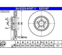 2 x ATE 24.0325-0197.1 Disque de frein pour FORD,VOLVO