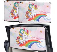2 X Baby Car Sun Shades, Colourful Unicorn Sun Shades For Car, Block Uv Rays, Magnetic Side Window Sun Visor For Children And Pets