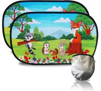 2 X Baby Car Sun Shades,Uv Protection Car Sun Visor For Children,Universal Car Sun Protection,Baby Car Sunshades,Car Sunshades For Animal Theme