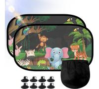2 X Baby Car Sun Shades, Uv Protection, Dark & Easy To Install, Cute Design For Children, Self Adhesive Sun Shades, Universal Side Window Sun Protection, Size 51 X 31 Cm