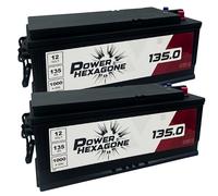 2 x Batterie 12V 135Ah MAC110 - Démarrage 1000A - Batterie Poids Lourd Sans Entretien - Format pro pour Tracteur, Camion, Chantier - Remplacement Origine constructeur - Power Hexagone