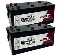 2 x Batterie 12V 230Ah C - Démarrage 1400A - Batterie Poids Lourd Sans Entretien - Format C Compatible Camion, Engin, Tracteur, Chantier - Remplacement Origine - Power Hexagone