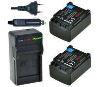 2 x batteries BP-808 pour Canon - avec chargeur et chargeur voiture - ChiliPower Original