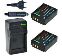 2 x batteries CGA-S007 pour Panasonic avec chargeur et chargeur voiture - ChiliPower Original