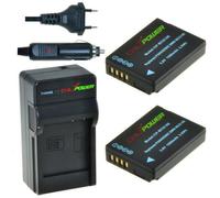 2 x batteries DMW-BCG10 pour Panasonic avec chargeur et chargeur voiture - ChiliPower original