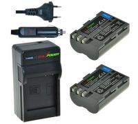 2 x batteries EN-EL3e pour Nikon avec chargeur et chargeur auto - ChiliPower Original