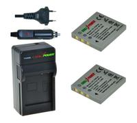 2 x batteries NP-40 pour Fujifilm avec chargeur et chargeur voiture ChiliPower