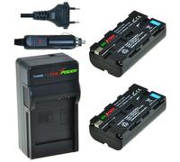 2 x batteries NP-F550 pour Sony - chargeur et chargeur voiture inclus - Original ChiliPower