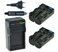 2 x batteries NP-FM500H pour Sony - avec chargeur et chargeur voiture - ChiliPower original