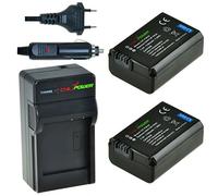 2 x batteries NP-FW50 pour Sony avec chargeur et chargeur voiture - ChiliPower original