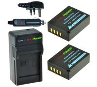 2 x batteries NP-W126 pour Fujifilm avec chargeur et chargeur voiture - version UK