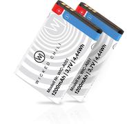 2 x Battery Compatible with AMV Fritz!Fon C6 1200 mAh up to 19 Hours of Talk Battery Life Replacement for A051 Baterie without Loss of Capacity (Li-ION 4.4Wh 3.7V) White