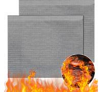 2 x BBQ Grill Mats for Barbecue Grill,Non-Stick BBQ Grill Mat for Barbecue Grill,Reusable and Cut to Size-40 x 33 cm