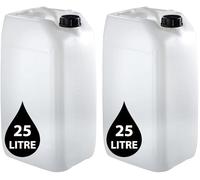 2 x BIDON DE 25L - Conteneur Bouteille Empilable Approuvé UN + Bouchon Inviolable de 61mm | Parfait pour le Stockage d'Eau et de Liquides