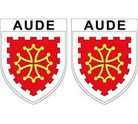 2 X Blason Autocollants 4x5 cm - AUDE département 11 - ECUSSON Sticker