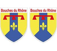 2 X Blason Autocollants 4x5 cm - BOUCHES du Rhone département 13 - ECUSSON Sticker