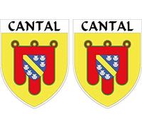 2 X Blason Autocollants 4x5 cm - CANTAL département 15 - ECUSSON Sticker