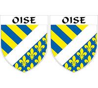 2 X Blason OISE Autocollants 4x5 cm département 60 ECUSSON Sticker