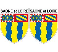 2 X Blason SAONE et Loire Autocollants 4x5 cm département 71 ECUSSON Sticker