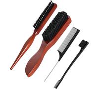 2 X Boar Bristle Brush-Boar Bristle Hair Brush With Wooden Handle For Sleek Look,Hair & Beard Care For Women Men