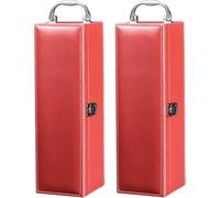 2 x boîte cadeau pour 1 bouteille de vin | emballage de vin avec fermeture| boîte à vin en [ROUGE] en similicuir pour bouteille de vin de 0,7L | caisse à vin portable pour le vin | idéal pour offrir u