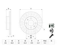 2 x BOSCH 0 986 479 E73 Disque de frein pour HYUNDAI,KIA