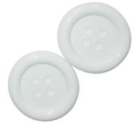2 x Bouton Clown Géant 62 mm Plastique Coloris Blanc