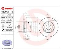 2 x BREMBO 08.4475.10 Disque de frein pour BEDFORD,CHEVROLET,OPEL,VAUXHALL