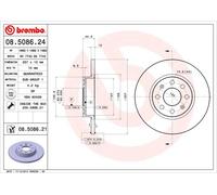 2 x BREMBO 08.5086.21 Disque de frein pour FIAT