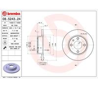 2 x BREMBO 08.5243.24 Disque de frein pour SKODA,VW