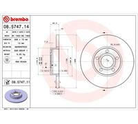 2 x BREMBO 08.5747.11 Disque de frein pour AUDI