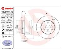 2 x BREMBO 08.8163.11 Disque de frein pour KIA,MITSUBISHI,SMART